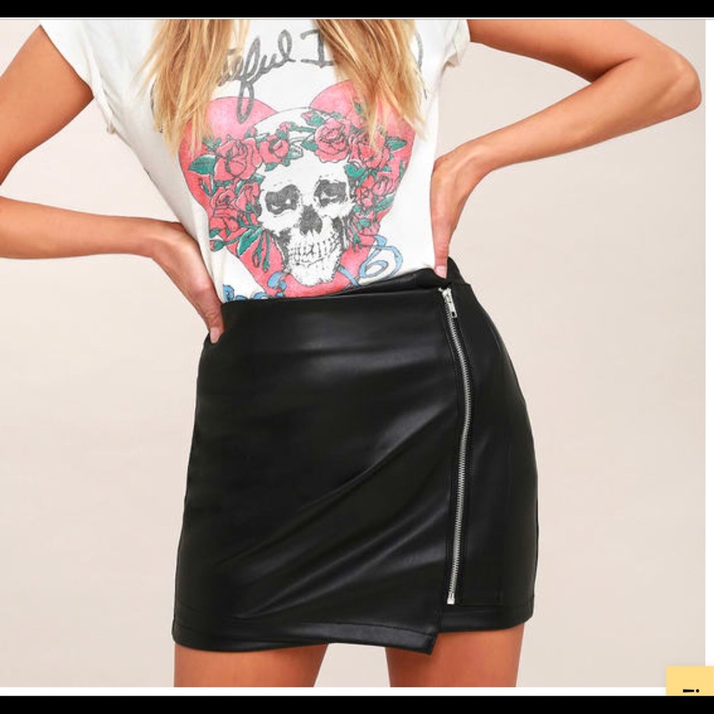 Lulus Black Vegan Leather Mini Skirt
